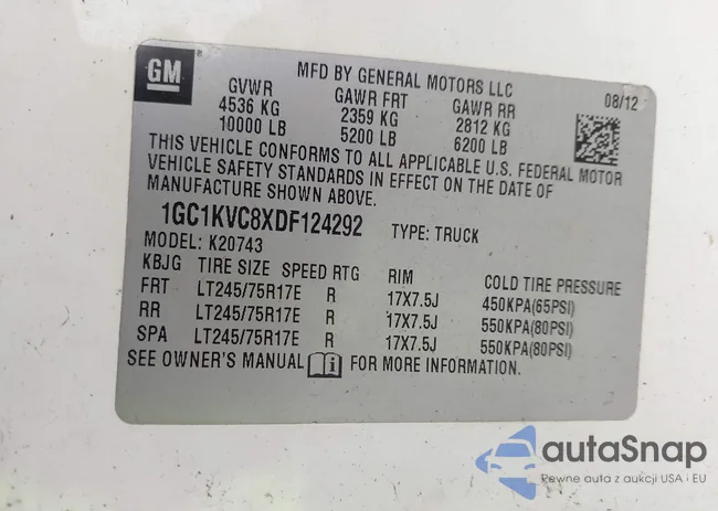 1GC1KVC8XDF124292: 43582977