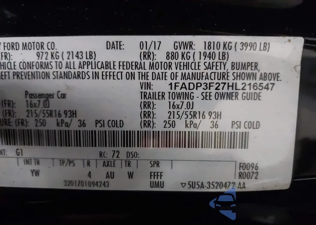 1FADP3F27HL216547: 43583008