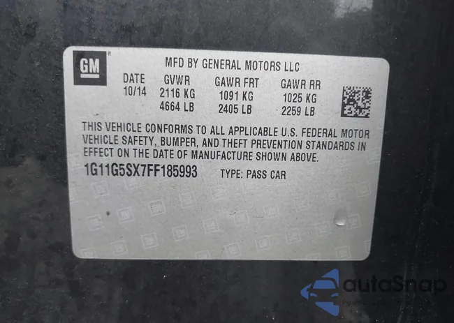 1G11G5SX7FF185993: 43583246