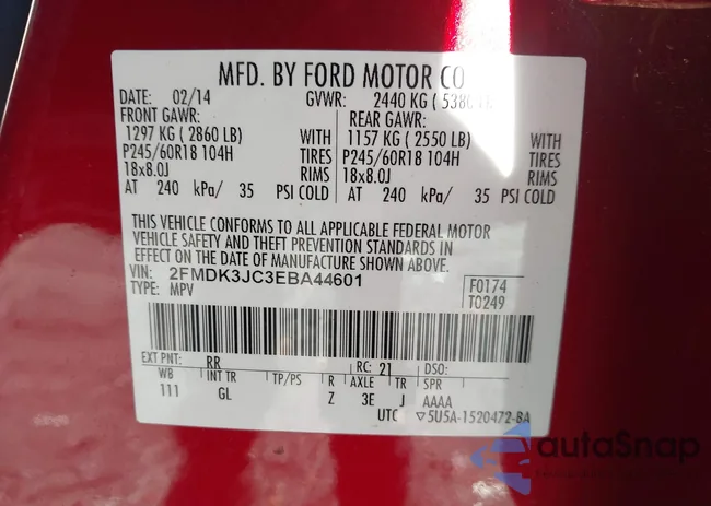 2FMDK3JC3EBA44601: 43583280