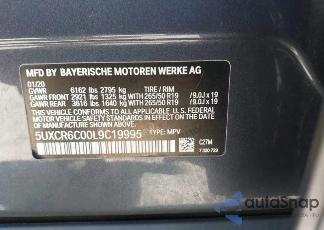 5UXCR6C00L9C19995: 43584324