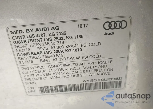 WA1BCCFS5JR015532: 43584405