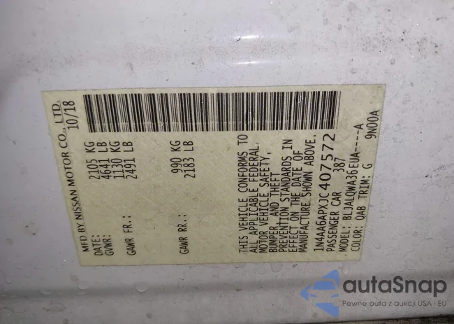 1N4AA6APXJC407572: 43584411