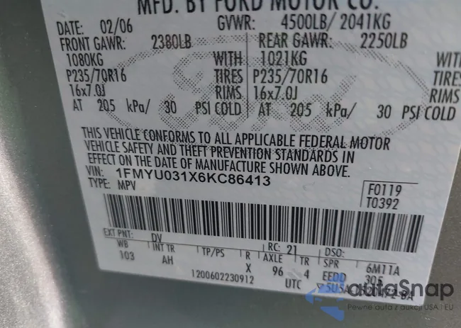 1FMYU031X6KC86413: 43584488