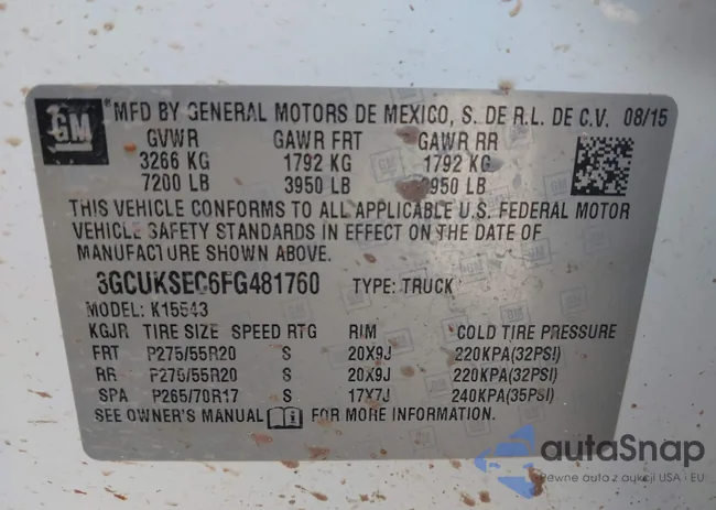 3GCUKSEC6FG481760: 43584521