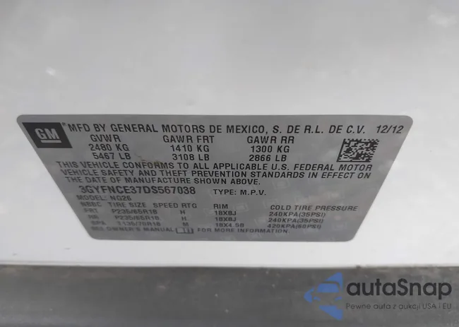 3GYFNCE37DS567038: 43584603