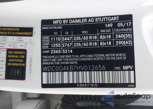 WDC0G4KB7HV012656: 43584647