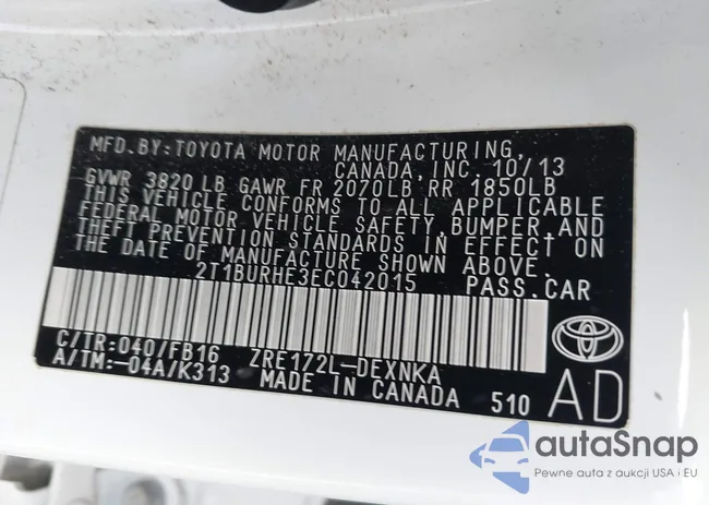 2T1BURHE3EC042015: 43584719