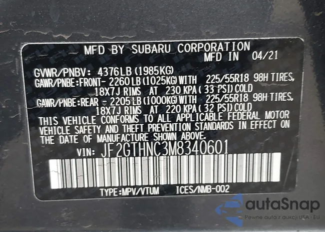 JF2GTHNC3M8340601: 43584920