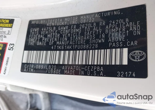 4T1K61AK1PU088228: 43584025