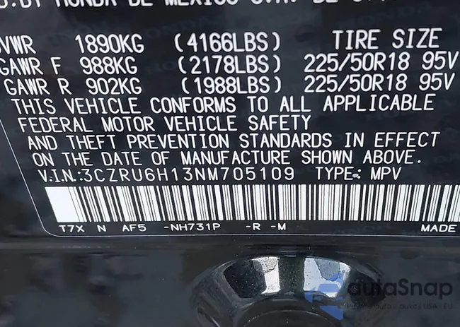 3CZRU6H13NM705109: 43584040