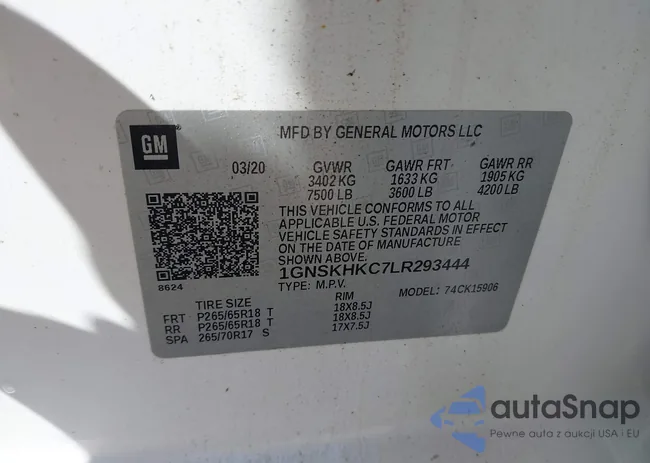 1GNSKHKC7LR293444: 43585363