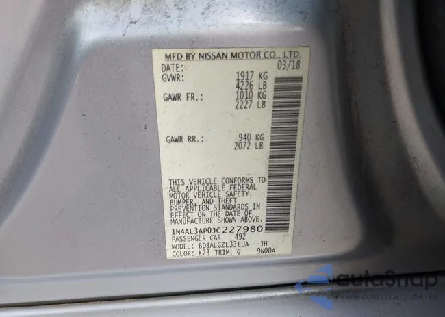 1N4AL3AP0JC227980: 43585427