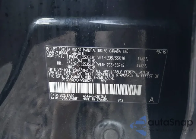 2T3DFREV3FW396244: 43585525