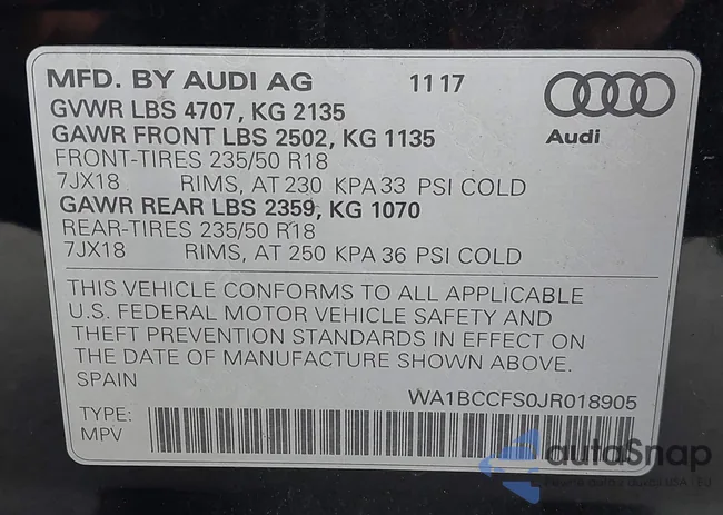 WA1BCCFS0JR018905: 43585602