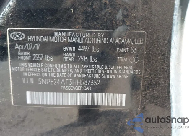 5NPE24AF3HH587352: 43585595