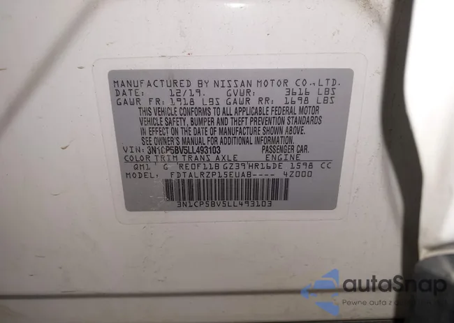 3N1CP5BV5LL493103: 43585643