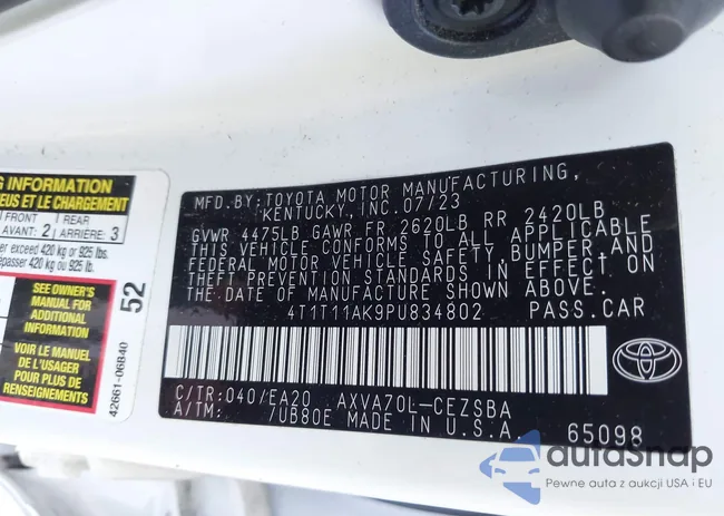 4T1T11AK9PU834802: 43585715