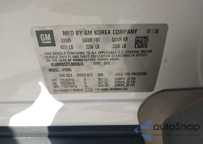 KL4MMBS27LB099645: 43585737