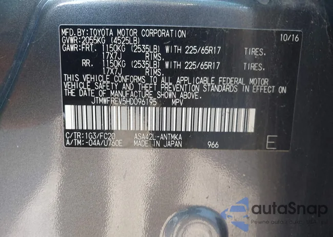 JTMWFREV5HD096195: 43585848