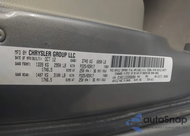 2C4RC1CG3DR589960: 43584942