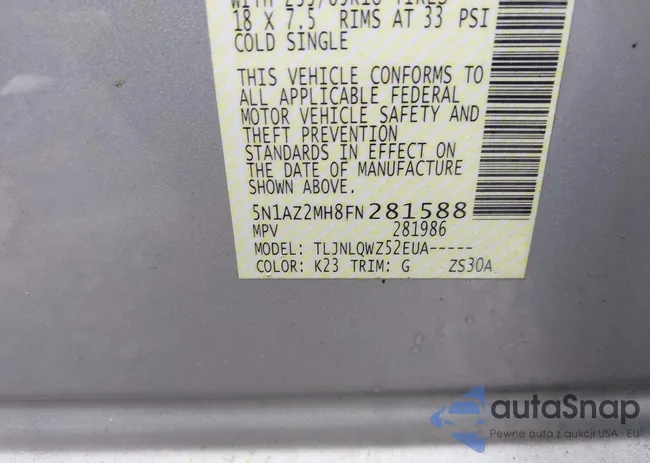 5N1AZ2MH8FN281588: 43585038