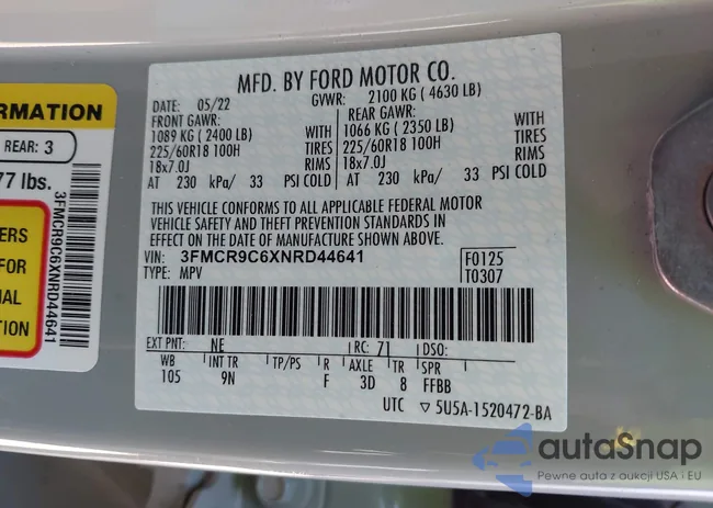 3FMCR9C6XNRD44641: 43585103