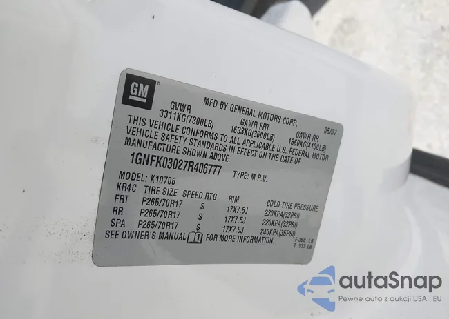 1GNFK03027R406777: 43585105