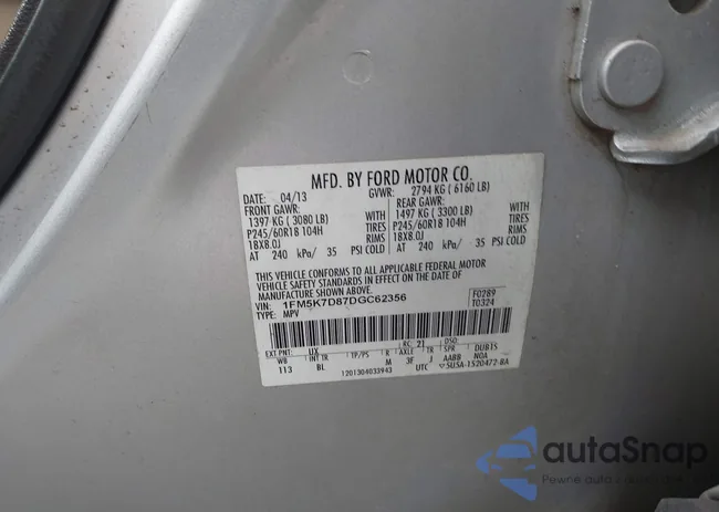 1FM5K7D87DGC62356: 43585205