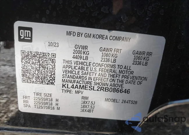 KL4AMESL2RB086646: 43585223