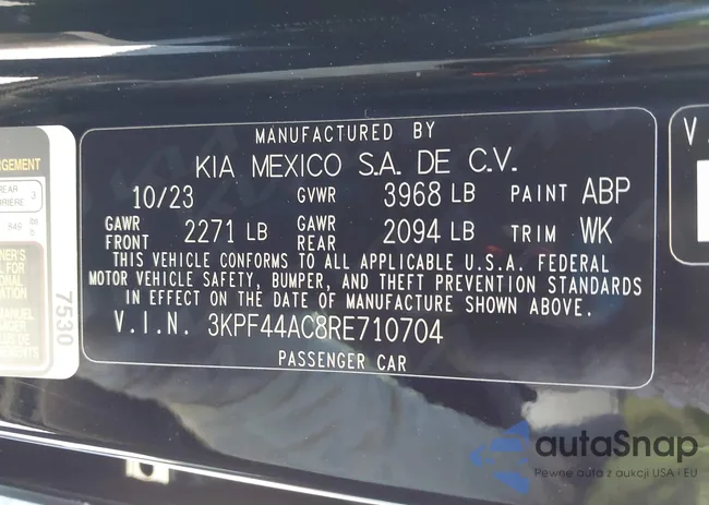 3KPF44AC8RE710704: 43585255