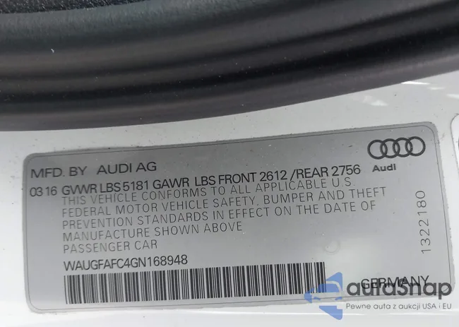 WAUGFAFC4GN168948: 43585259