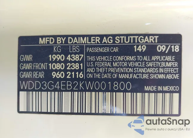 WDD3G4EB2KW001800: 43585283