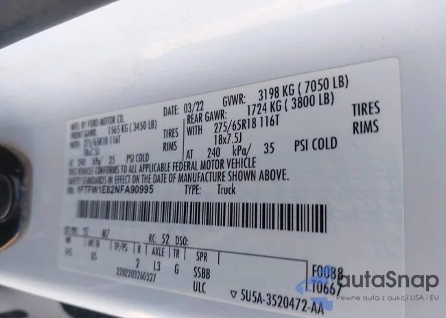 1FTFW1E82NFA90995: 43585319