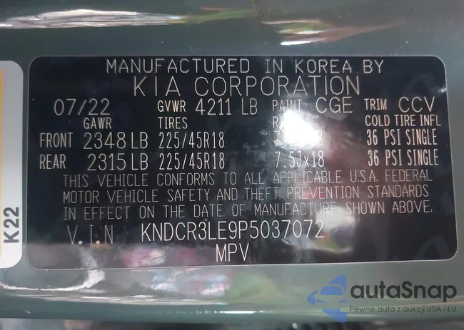 KNDCR3LE9P5037072: 43586342