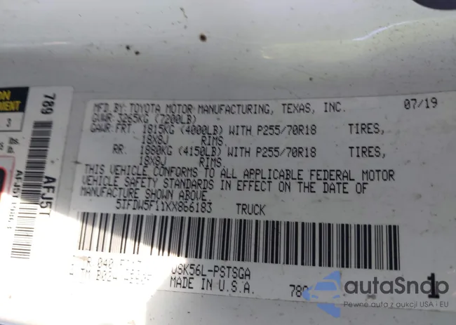 5TFDW5F11KX866183: 43586382