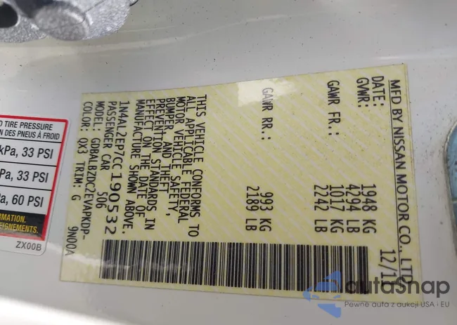 1N4AL2EP7CC190532: 43586486