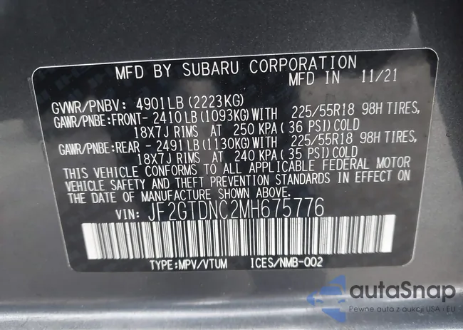 JF2GTDNC2MH675776: 43586521