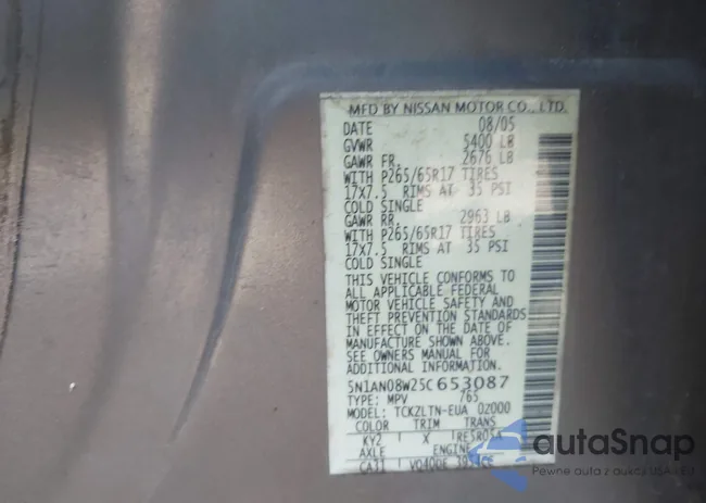 5N1AN08W25C653087: 43586733