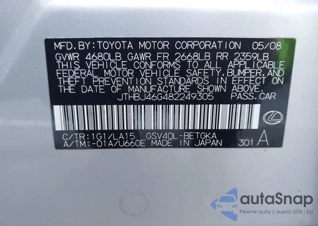 JTHBJ46G482249305: 43586793