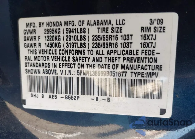 5FNRL38659B051677: 43586814