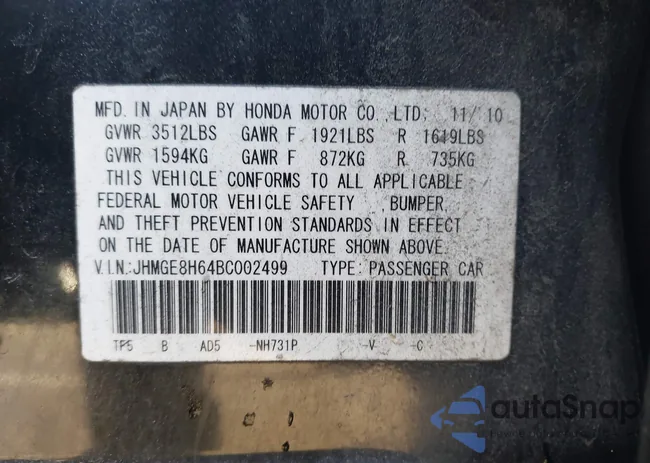 JHMGE8H64BC002499: 43586877