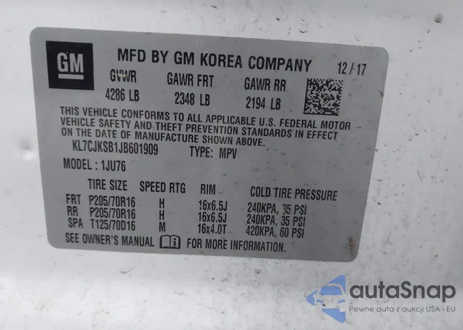 KL7CJKSB1JB601909: 43586908