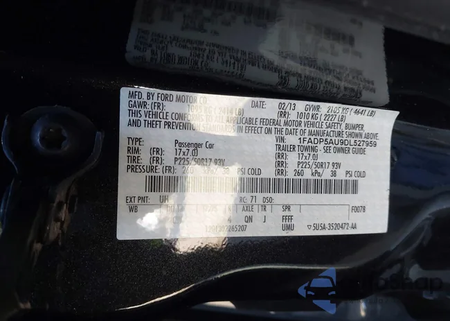 1FADP5AU9DL527959: 43585981