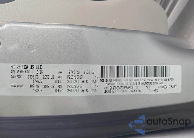 2C4RDGCG9GR380808: 43586130