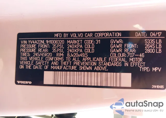 YV4A22NL1H1008320: 43586207