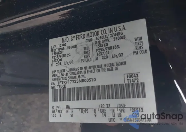 1FTRF17233NB00510: 43586238