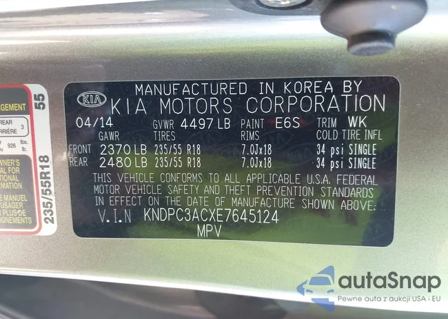 KNDPC3ACXE7645124: 43587336