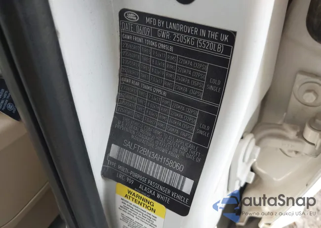 SALFT2BN3AH158060: 43587487