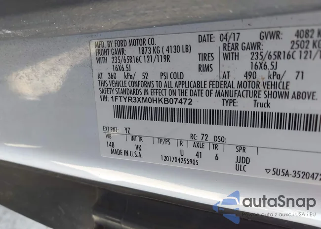 1FTYR3XM0HKB07472: 43587529